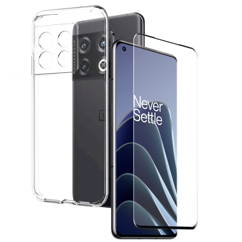 NORTHJO For OnePlus 10 Pro 5G Phone TPU Case Protective Cover Tempered Glass Screen Protector - Transparent NORTHJO For OnePlus 10 Pro 5G Phone TPU Case Protective Cover Tempered Glass Screen Protector - Transparent